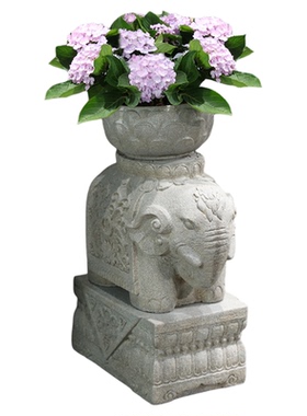门口大象摆件小院布置仿石墩花盆