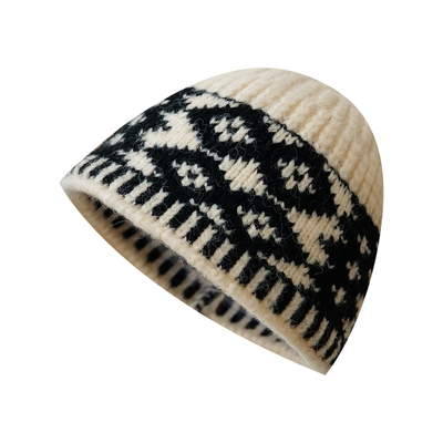 Himade费尔岛复古菱形格毛线帽