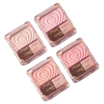 CANMAKE/日本井田爱心浮雕单色腮红自然光泽高光小巧便携带刷子