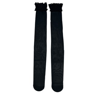 加大码黑色丝袜中高筒蕾丝性感过膝袜日系透明女诱惑长筒丝袜夏季