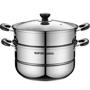 苏泊尔蒸锅家用加厚304不锈钢28cm多层复合底蒸笼煤气电磁炉通用