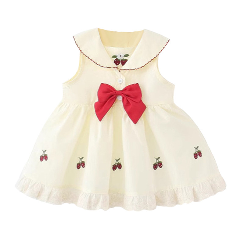 周岁宝宝绣花娃娃领无袖公主裙子