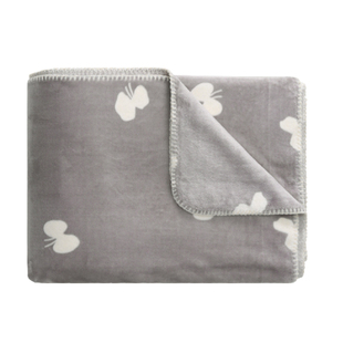 CASTLE GARDEN仿水貂绒三角针印花婴儿童毯盖膝毯毛毯 蝴蝶 灰