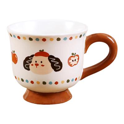 KKV可爱小狗高脚杯陶瓷杯卡通办公室居家咖啡牛奶马克杯水杯子