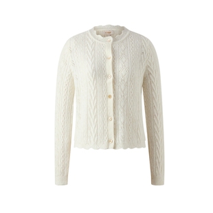 Eland衣恋毛针织衫女气质长袖纯色开衫毛衣2025冬季新款