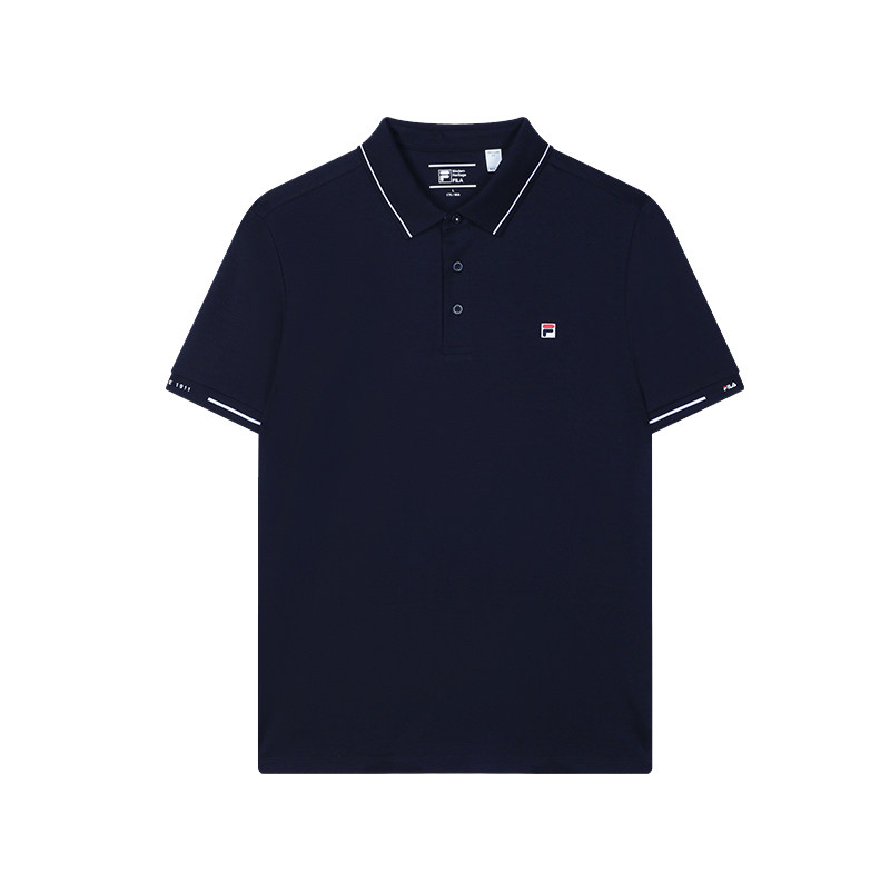 FILA 斐乐官方旗舰针织短袖POLO衫男夏季商务休闲透气运动上衣黑