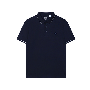FILA 斐乐官方旗舰针织短袖POLO衫男夏季商务休闲透气运动上衣黑