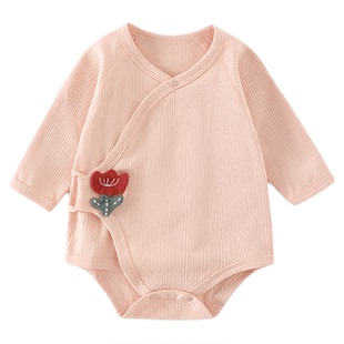 木植新生儿包屁衣童装纯棉a类四季提花三角爬服外出宝宝连体衣