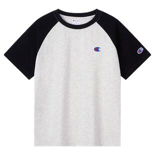 Champion冠军男女儿童装夏季新款潮流纯棉插肩袖刺绣标短袖T恤