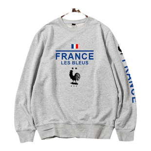 法国队足球卫衣圆领男女套头博格巴球衣服薄款长袖格列兹曼球迷服