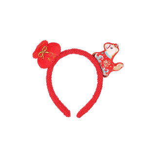 儿童新年头饰红色喜庆毛绒小马发箍女童2026马年头箍春节过年发卡