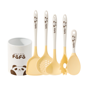 川岛屋熊猫硅胶锅铲不粘锅专用炒菜铲子汤勺捞面漏勺饭勺厨具套装