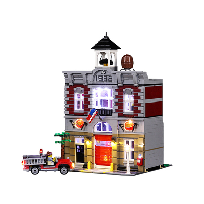 BrickBling 适用乐高10197消防局消防车积木灯饰街景建筑LED灯光