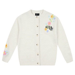 MEDM 刺绣花卉藤蔓图案休闲开衫毛衣新品通勤宽松情侣纽扣外套秋