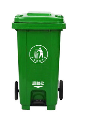 户外脚踏式加厚款带轮分类环卫桶