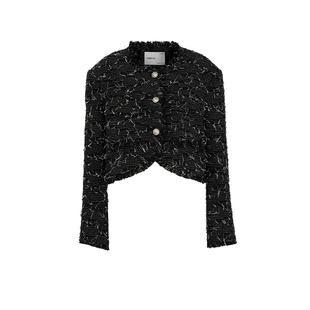 【超划算】LAMBOYO春季新款小香风百搭精致短款毛边慵懒外套