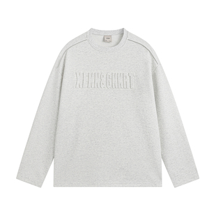 GKKRT潮牌字母钢印长袖T恤男美式高街休闲重磅宽松圆领打底衫卫衣