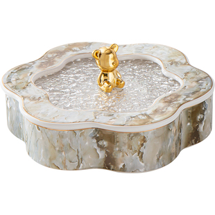 干果盘收纳盒分格带盖轻奢高档高级感糖果盘零食盘欧式陶瓷水果盘