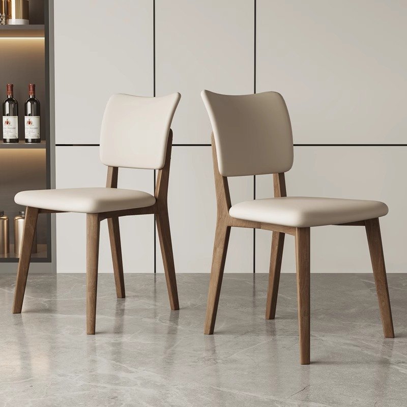 实木餐椅家用奶油风靠背凳子中风古风寂餐厅餐桌侘皮久坐舒适椅子