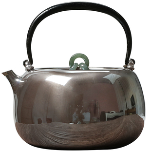 银壶纯银999烧水壶纯手工一张打日式煮茶壶茶道家用银壶银器 清欢