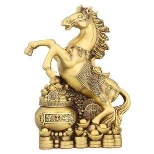 纯黄铜工艺生肖马摆件聚财宝盆装饰品客厅办公室招财吉祥送礼摆设