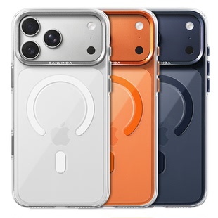 Sanlinba新款透明磁吸手机壳适用苹果iPhone17ProMax轻薄抗氧化抗变黄防摔保护壳原创金属镜头框高级感简约