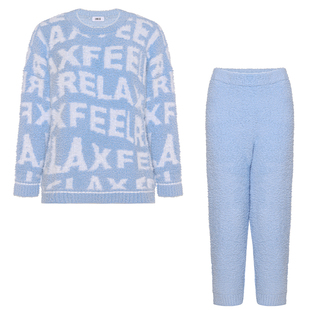 爱美丽布偶撸猫绒睡衣女秋冬新款字母家居服套装软糯宽松可外穿厚