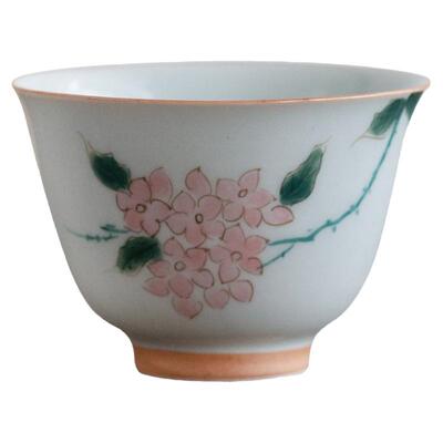 手工绘画绣球花小茶杯杯垫套杯
