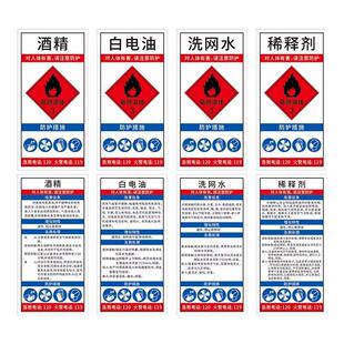 乙醇酒精标签天那水甲醇标识贴纸稀释剂开油水助焊剂洗车水洗板水离型剂洗网水胶水危险化学品易燃标签标识牌