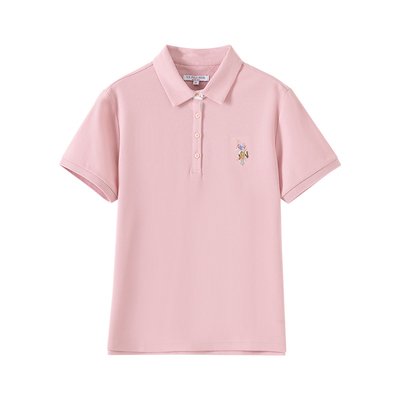 U.S. POLO ASSN.粉色polo衫女2026新款夏季短袖宽松t恤上衣