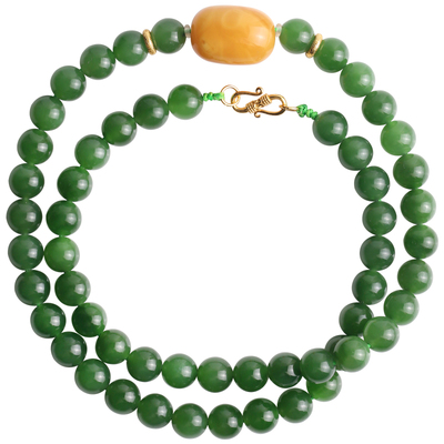 心斋堂碧玉冰底菠菜绿妈妈项链