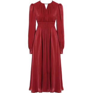 DPLAY2025秋季气质法式红裙订婚礼服回门服新娘长裙女红色连衣裙