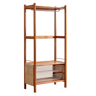 家逸实木衣架衣帽架卧室落地式挂衣架2025新款衣柜开放式衣服架子