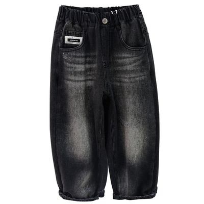 啦芙莱加厚牛仔裤保暖阔腿长裤子