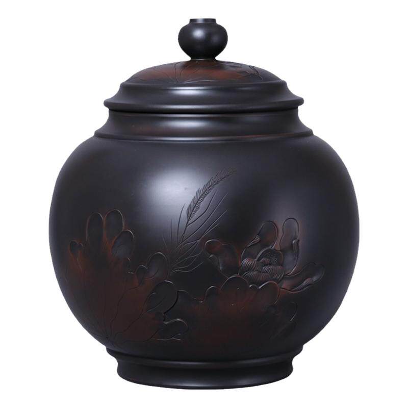 建水紫陶手工浮雕灯笼罐散茶2斤