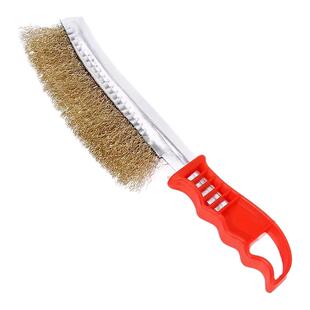 钢丝刷带柄刀刷不锈钢丝刀刷镀铜丝刷除锈塑料柄烧烤铁刷子清洁刷