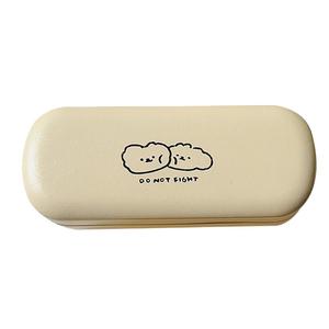 卡通眼镜盒便携女简约线条小熊小众高级感近视眼镜盒墨镜收纳盒子