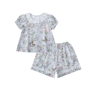 【艺术家联名】嫚熙宝贝儿童家居服丝柔果棉女童睡衣套装四季通用