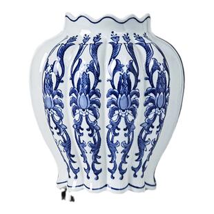 青花瓷陶瓷花瓶中西合璧花瓶意大利客厅玄关摆件双拼花瓶可水培