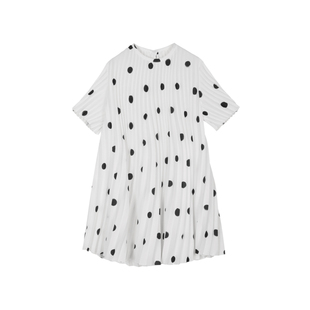 JNBY/江南布衣春秋季连衣裙女A字印花裙波点百褶裙优雅宽松短袖裙