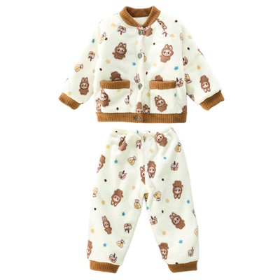 男童三层拉布布开衫珊瑚绒家居服