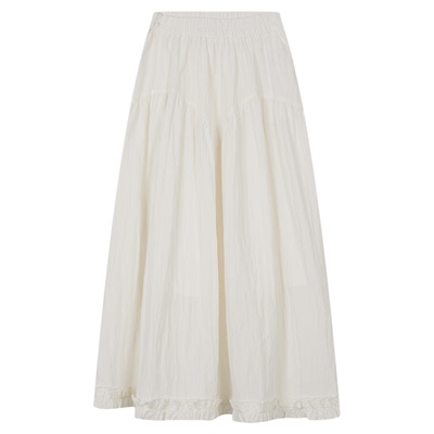 MOUSSY早秋新品优雅荷叶边下摆宽松半身长裙028IAA31-0041