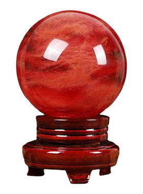 寅亥堂天然熔炼红白黄水晶球摆件吉祥物办公桌子玄关书桌摆放装饰