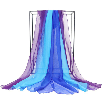 薄长款乔其纱红黑渐变色走秀围巾