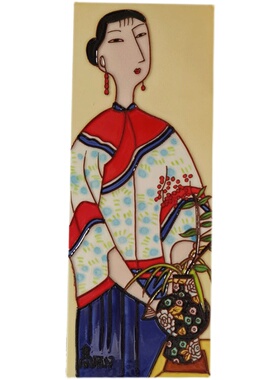 过道沙发立体高两河背景墙瓷板画