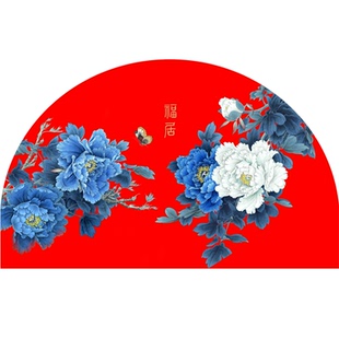 家用红色半圆入户门地垫进门口玄关脚垫门垫门内门外新年喜庆地毯