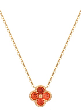 一撇一捺四叶草项链女锁骨链K金