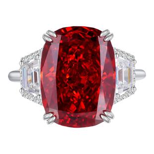 时尚奢华鸽血红色925纯银戒指镶嵌高碳钻高级感气质经典优雅大气