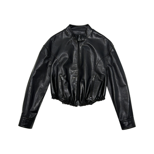 THESOONG/100%绵羊皮英胚软油蜡皮短款轻盈女士夹克皮衣外套8641