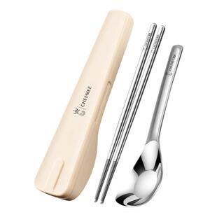 筷子勺子套装304不锈钢便携餐具三件套一人用收纳盒户外儿童学生